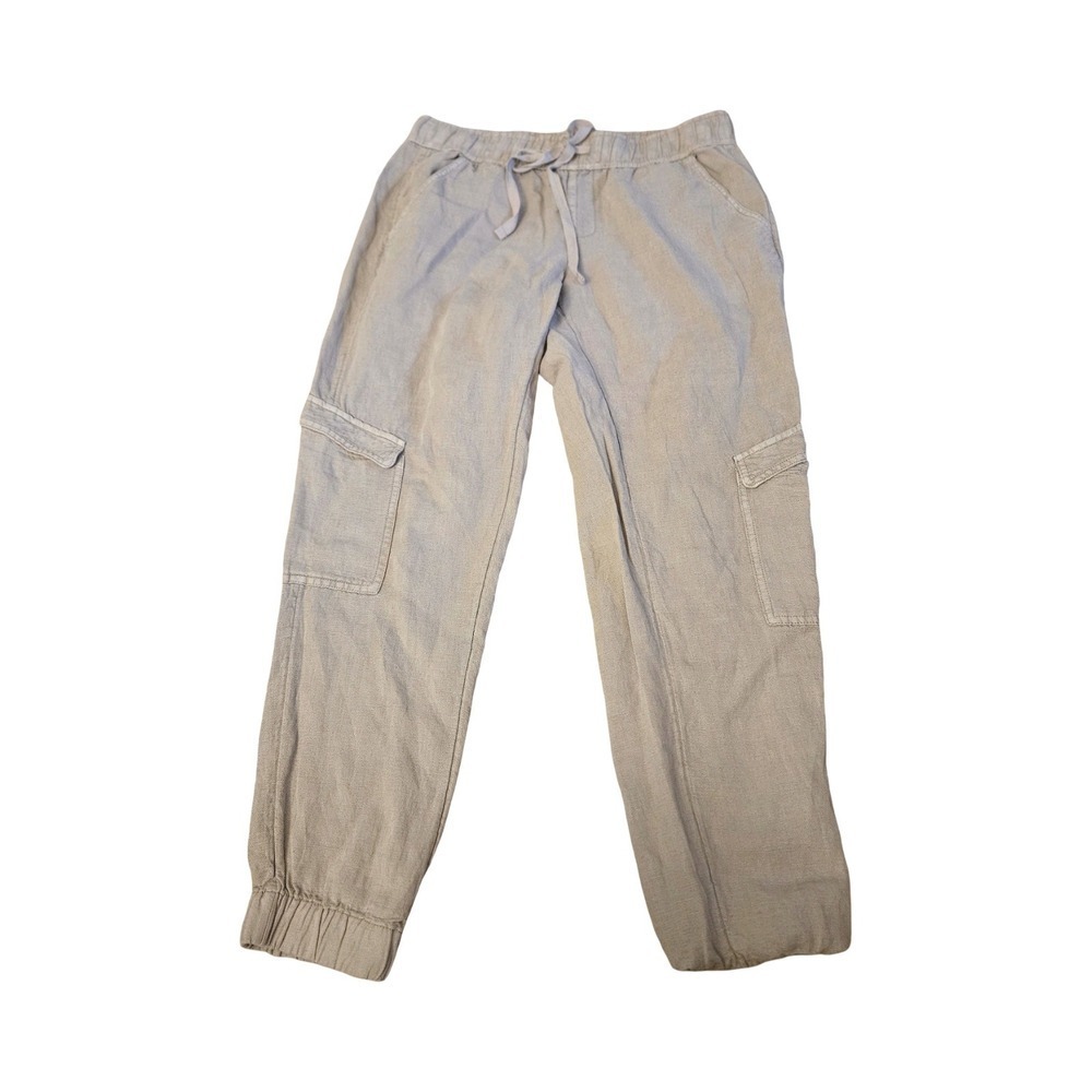 C&C California Women Tan Khaki Linen Blend‎ Cargo Jogger Pants Size Medium